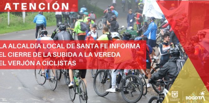 Cierre de la vía a la vereda El Verjón a Ciclistas 